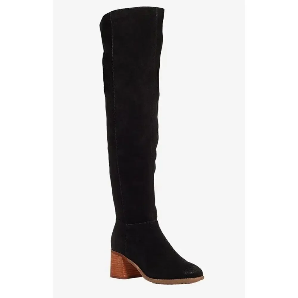 Kelsi Dagger Over the Knee Boots Womens Size 5.5 Black Suede Brooklyn Block Heel